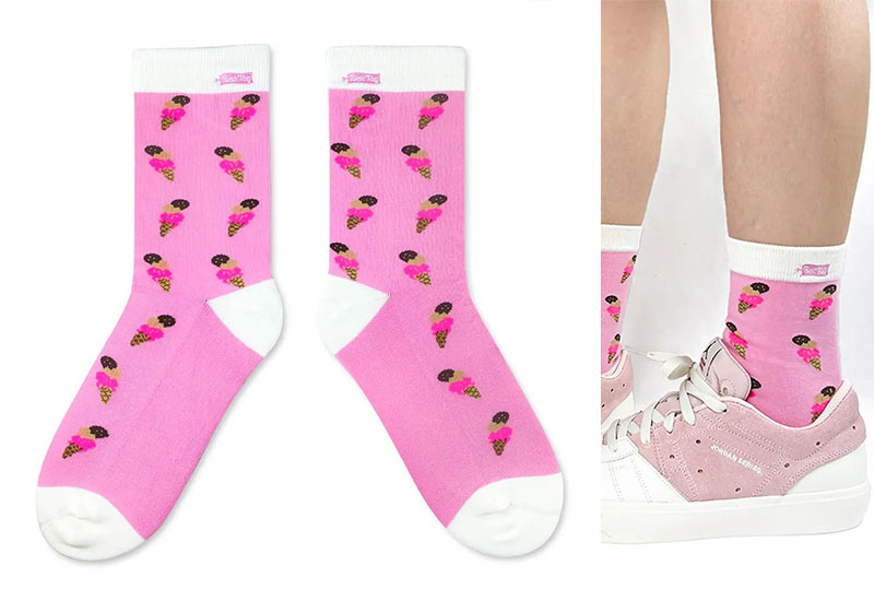 甜筒冰淇淋-粉 厚襪款(2種尺寸)